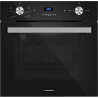 AEOH6062BM Встраиваемый духовой шкаф Maunfeld/ Встраиваемый духовой шкаф MAUNFELD, 60 см, 6 режимов, объем 60 л, комбинированное управление, таймер, гриль, дисплей, макс. температура 250 градусов, цвет черный/нержавеющая сталь