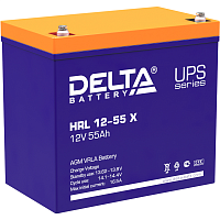 HRL12-55X Батарея DELTA серия HRL-X, HRL 12-55 X, напряжение 12В, емкость 55Ач (разряд 10 часов), макс. ток разряда (5 сек.) 550А, макс. ток заряда 16.5А, свинцово-кислотная типа AGM, клеммы под болт М6, ДxШxВ 229х138х208мм., вес 18.2кг., срок службы 12 л