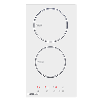 Индукционная варочная поверхность HOMSair/ Индукция, домино, 290х520х55 мм, сенсорное управление, 2 конфорки, бустер, автоматическое выключение, 9 уровней мощности, блокировка панели, белый цвет