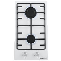 Газовая варочная панель HOMSair/ Газовая варочная панель HOMSair HGE323GCWH, механическое управление, 2 конфорки, мощность конфорок 1700, 2600, автоподжиг, газ-контроль, жиклеры, Итальянские горелки SABAF, французские жиклеры SOURDALLION, цвет белый