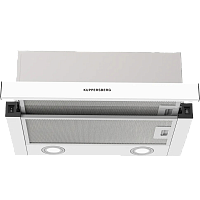 SLIMHIT50WG Встраиваемая вытяжка KUPPERSBERG/ Встраиваемая вытяжка KUPPERSBERG, телескопическая, 50 см, High-Tech, макс. Производительность 750 м3/ч, 2 скорости, механическое управление, светодиодное освещение, уровень шума 51 дБ, цвет белый