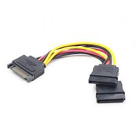 CC-SATAM2F-01 Кабель питания SATA Cablexpert CC-SATAM2F-01, 15pin (M)/2x15pin(F), на 2 SATA устр, 15см {400} (086394)