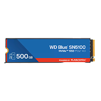 WDS500G5B0E Твердотельные накопители/ WD SSD Blue SN5100, 500GB, M.2(22x80mm), NVMe, PCIe 4.0 x4, TLC, R/W 6600/5600MB/s, TBW 300, DWPD 0.3 (12 мес.)