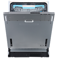 KDI60460SD Встраиваемая посудомоечная машина Korting/ Полновстр., 60 см, 14 компл., слайдерное крепление двери для фасадов высоких кухонь, третья корзина для столовых приборов, А++/A/A, Электронное управление, цифровой LED дисплей белого цвета Cold White,