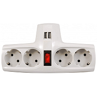 PilotTUSB Разветвитель/ Разветвитель ZIS Pilot T USB, 4 розетки (евро с заземлением), 2*USB