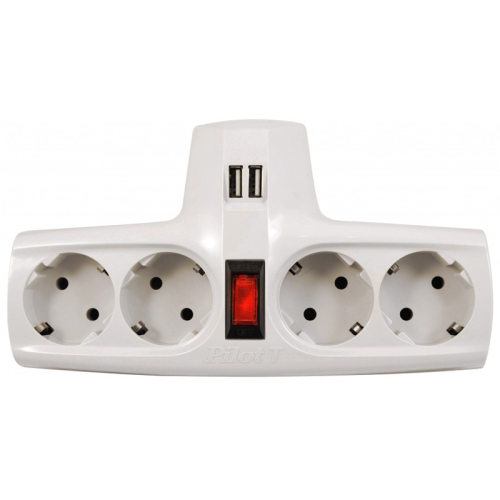 PilotTUSB Разветвитель/ Разветвитель ZIS Pilot T USB, 4 розетки (евро с заземлением), 2*USB PilotTUSB Разветвитель/ Разветвитель ZIS Pilot T USB, 4 розетки (евро с заземлением), 2*USB
