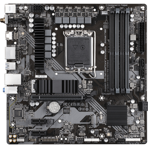 B760MDS3HAXDDR4 Материнская плата/ MB GIGABYTE INTEL B760 s1700, 4xDDR4(128GB), HDMI 2.0/2xDP, 1xPCIe 4.0x16, 2xPCIe 3.0, 1xLAN (2.5GbE), Wi-Fi, BT, 4xSATA 6Gb/s, 2xM.2, 1xUSB-C, 3xUSB 3.2, 2xUSB 2.0, mATX фото 2