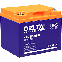 HRL12-45X Батарея DELTA серия HRL-X, HRL 12-45 X, напряжение 12В, емкость 45Ач (разряд 10 часов), макс. ток разряда (5 сек.) 450А, макс. ток заряда 13.5А, свинцово-кислотная типа AGM, клеммы под болт М6, ДxШxВ 198х166х170мм., вес 14.8кг., срок службы 12 л