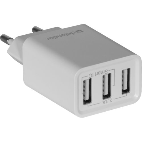 83587 Defender Сетевой адаптер UPA-31 белый, 3xUSB, 5V/3.1А фото 3 83587 Defender Сетевой адаптер UPA-31 белый, 3xUSB, 5V/3.1А фото 3