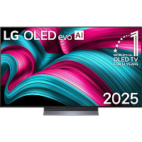 OLED55C5RLA.ARUG Телевизор 55'' LG/ 55'' OLED, Ultra HD, Smart TV, WebOS, Bluetooth, MR NFC, 120Hz Native (VRR 144Hz), 2.2ch 40Вт Dolby Atmos, 2хHDMI, 3хUSB, 1 Pole, Charcoal Black, 2025