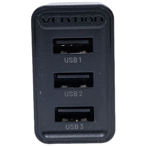 FEAB0-EU Сетевое зарядное устройство Vention на 3 порта USB 2.4A Черный фото 3 FEAB0-EU Сетевое зарядное устройство Vention на 3 порта USB 2.4A Черный фото 3