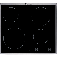 Встраиваемая электрическая панель ELECTROLUX/ Электрическая варочная панель, 60 см, 4 конфорки, черный цвет, рама из нержавеющей стали