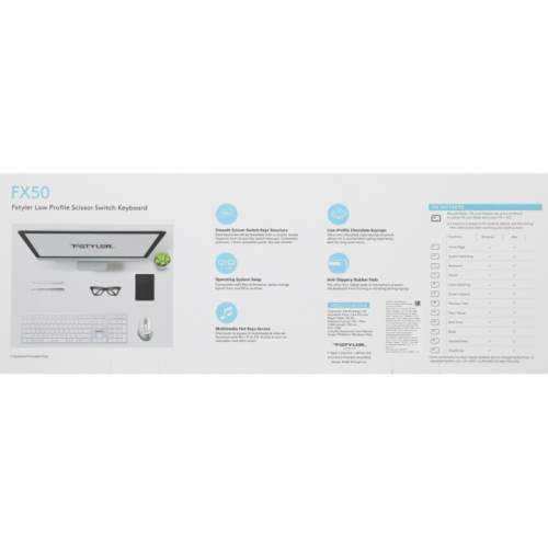 FX50WHITE Клавиатура A4Tech Fstyler FX50 белый USB slim Multimedia (FX50 WHITE) фото 6