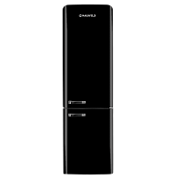 MFF186NFRB Холодильник MAUNFELD/ Двухкамерный холодильник, Стиль Ретро, 186,5х54х62,7 см, NoFrost, стандартный компрессор, полезный объем 250 л, объем холодильной камеры 180 л, объем морозильной камеры 70 л, электронное управление, LED освещение, уровень