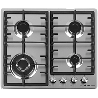 Газовая варочная панель HOMSair/ Газовая варочная панель HOMSair HGS646S, механическое управление, 4 конфорки, мощность конфорок 1000, 1700, 1700, 3800, автоподжиг, газ-контроль, WOK, Итальянские горелки SABAF, французские жиклеры SOURDALLION, цвет нержав