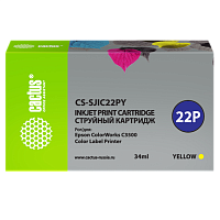 CS-SJIC22PY -/ Картридж струйный Cactus CS-SJIC22PY C33S020604 желтый (34мл) для Epson ColorWorks C3500