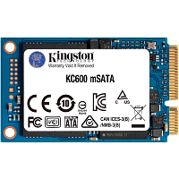 SKC600MS/512G Твердотельный накопитель/ Kingston SSD KC600, 512GB, mSATA, SATA3, 3D TLC, R/W 550/520MB/s, IOPs 90 000/80 000, DRAM buffer 512MB, TBW 300, DWPD 0.32 (12 мес)