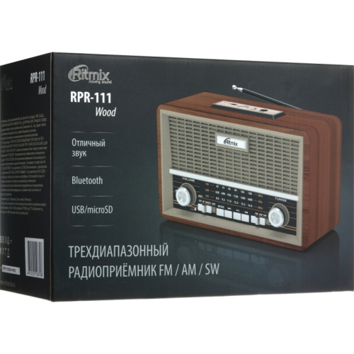 4610121108798 Радиоприёмник портативный/ RITMIX RPR-111 Дерево фото 8