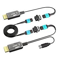 GCR-57752 GCR Оптический кабель HDMI 2.1, 100.0m, MPO съемные коннекторы на защелках, 8K 60Гц UHD, 48 Гбит/с (72 Гбит/с с DSC), черный, GCR-57752