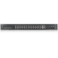 GS2220-28-EU0101F Коммутатор/ ZYXEL NebulaFlex Pro GS2220-28 Hybrid L2 Switch, rack 19 ", 24xGE, 4xCombo (SFP / RJ-45), silent, standalone / cloud management
