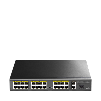 FS1026PS1 Коммутатор/ 24-Port 10/100M PSE RJ-45 +2 Gigabit RJ- 45 +1SFP Port with 24 POE Ports Switch with Built-in power supply, support 16-port IEEE 802.3at PoE+ Injector, Rack-mountable Steel case, 300W Internal