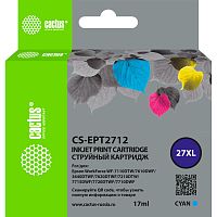 CS-EPT2712 -/ Картридж струйный Cactus CS-EPT2712 27XL голубой (17мл) для Epson WorkForce WF-3620/3640/7110/7210