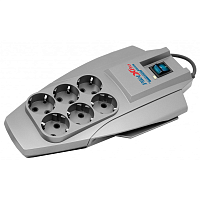 PilotX-Pro10M Сетевой фильтр Pilot X-Pro 10 м, 6 розеток, Zero Start биметаллический предохранитель, микропроцессор/ Surge protector ZIS Pilot X-Pro 10m, 6 outlets, microprocessor, white