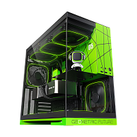 1AM5WKNV00100 Корпус ПК без блока питания/ Case Geometric Future Model 5 NV Style, Midi-Tower, TG, no fans, 2xUSB-A 3.0, 1xUSB 3.2 Type-C, E-ATX, ATX, mATX, mITX Black/Green