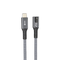 GCR-57125 GCR PRO Кабель USB4 Type-C, 0.3m, угловой, 40Gbps, 240W, 8K60Hz, M/M, медь, разъем Г-образный боковой (по центру корпуса), в оплетке текстиль, серый