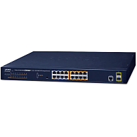 GS-4210-16P2S коммутатор/ PLANET IPv6/IPv4, 16-Port Managed 802.3at POE+ Gigabit Ethernet Switch + 2-Port 100/1000X SFP (220W)