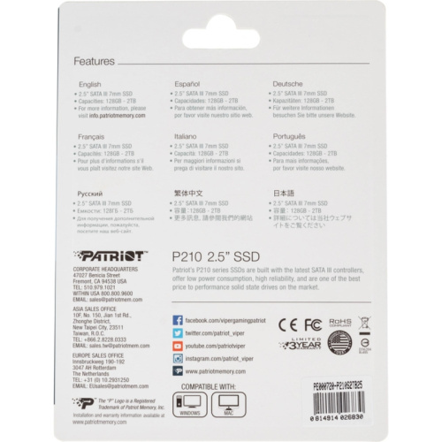 P210S2TB25 Твердотельный накопитель Patriot SATA-III 2TB P210S2TB25 P210 2.5" [P210S2TB25] фото 9