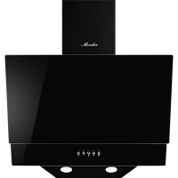 ROUEN50NoirVerre Наклонная вытяжка MONSHER/ Настенная наклонная вытяжка, ширина 50 см, отвод/рециркуляция, 700 м3/час, механическое кнопочное управление, 3 скорости, светодиодное освещение 2*1 Вт, металлические жироулавливающие фильтры, угольный фильтр KF