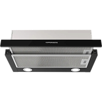 SLIMHIT60BG Встраиваемая вытяжка KUPPERSBERG/ Встраиваемая вытяжка KUPPERSBERG, телескопическая, 60 см, High-Tech, макс. Производительность 750 м3/ч, 2 скорости, механическое управление, светодиодное освещение, уровень шума 51 дБ, цвет черный