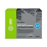 -/ Картридж струйный Cactus CS-C9351 №21 черный (17мл) для HP DJ 3920/3940/D1360/D1460/D1470/D1560/D233