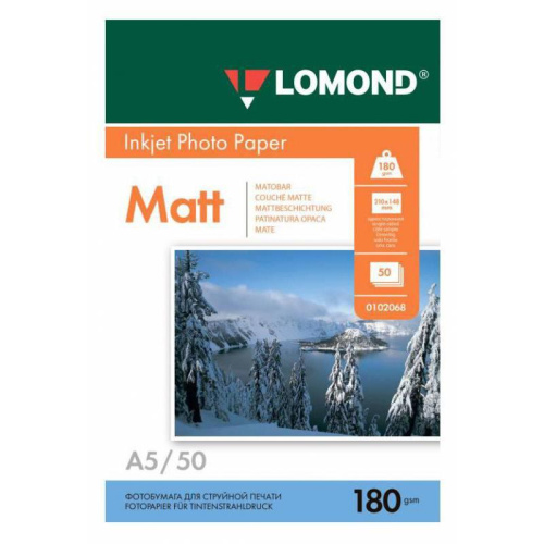 Фотобумага Lomond 0102068 A5/180г/м2/50л./белый матовое для струйной печати