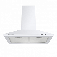 CORK60White ВЫТЯЖКА MAUNFELD CORK 60 белое стекло/ Тип:купольная, кнопочное управление, 620м3, площадь кухни до 20м2, 3 скорости, светодиодное освещение, в опции: угольный фильтр CF103T, белая