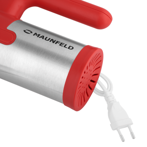 MF-321R Миксер MAUNFELD/ Ручной миксер, 300 Вт, 5 скоростей, венчик, крюк для теста, красный фото 6