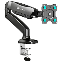 ONKRONG80BLACK Кронштейн для мониторов ONKRON/ 13-32" ГАЗЛИФТ макс 100*100 наклон -45º/+90º, поворот +-90°, 2 колена, от стены: до 450мм, крепление к столу 10-85мм, вес до 8кг, черный