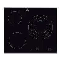 Встраиваемые электрические панели ELECTROLUX/ Электрическая,  59x52 см, стеклокерамика, 3 конфорки, сенсорное управление, независимая, черная