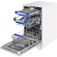 MLP45330TSmartBeamInverterWi-Fi Встраиваемая посудомоечная машина/ Посудомоечная машина, Встраиваемая, 45 см, 3 корзины, 10 комплектов, 7 программ, внутренняя LED-подсветка, проекция таймера на пол, автоматическое открытие дверцы, дисплей, аквастоп, тайме