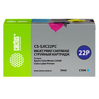 -/ Картридж струйный Cactus CS-SJIC22PC C33S020602 голубой (34мл) для Epson ColorWorks C3500