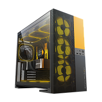 Корпус ПК без блока питания/ Case Geometric Future Model 5 Vent, Midi-Tower, TG, no fans, 2xUSB-A 3.0, 1xUSB 3.2 Type-C, E-ATX, ATX, mATX, mITX Black/Yellow