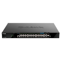 DGS-1520-28MP/A1A Коммутатор/ DGS-1520-28MP Managed L3 Stackable Switch 20x1000Base-T PoE, 4x2.5GBase-T PoE, 2x10GBase-T, 2x10GBase-X SFP+, PoE Budget 370W (740W with DPS-700), CLI, RJ45 Console, RPS