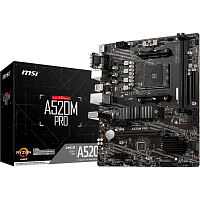 A520MPRO Материнская плата/ MB MSI AMD A520 sAM4, 2xDDR4(64GB), D-SUB/HDMI 2.1/DP, 1xPCIe 3.0x16, 2xPCIe 3.0, 1xLAN, 4xSATA 6Gb/s, 1xM.2, 4xUSB 3.2, 2xUSB 2.0, 1xPS/2, mATX