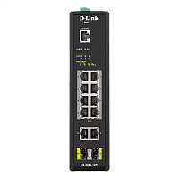 DIS-200G-12PS/A2A Коммутатор/ DIS-200G-12PS Managed L2 Industrial Switch 10x1000Base-T (8x1000Base-T PoE), 2x1000Base-X SFP, PoE Budget 123W, Surge 6KV, CLI, RJ45 Console, Alarm relay, Dying Gasp, DIN-Rail, metal case IP30, -40 to 65°C, w/o power adapter