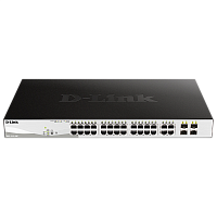 DGS-1210-28P/FL2A Коммутатор/ Управляемый L2 PoE-коммутатор, 24x1000Base-T PoE, 4xCombo 1000Base-T/SFP, PoE-бюджет 193 Вт, защита от статического электричества до 6 кВ, CLI