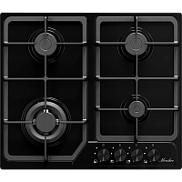 Варочная поверхность MONSHER/ Варочная поверхность MONSHER, газ, High-Tech, 58 см, автоматический электроподжиг, газ-контроль, форсунки под сжиженый газ, SABAF конфорки, чугунные решетки, цвет черный