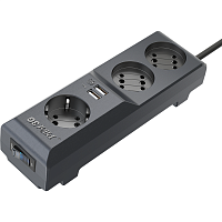 Pilot3G Сетевой фильтр/ Surge protector Pilot 3G 3xGP euro outlets, 10А/2.2кВа, 2xUSB, 1.8m, grafit