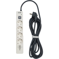 SP-01USB2A1CW3.0M Сетевой фильтр-удлинитель/ PowerCom SP-01 USB2A1CW 3.0M, 4 розетки, белый, 16А, 4кВт, 380Дж, защитные шторки, защита от КЗ, перегрузки, ВЧ и импульсных помех, один порт USB-C(PD20W) и два USB-A(QC3.0) суммарной мощностью 24Вт, кабель 3x1