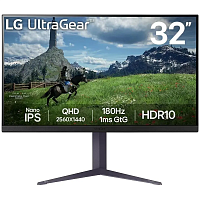 32GS85Q-B Монитор 32" LG 32GS85Q-B/ LG UltraGear 32GS85Q-B 31.5" Nano IPS monitor, 2560x1440, 350cd/m2, 16:9, 1мс (GtG), 1000:1, HDMIx2, DP, Headphone out, USB 3.0x3, 180Hz, 178/178, NVIDIА G-Sync, RАDEON FreeSync, DCI-P3 98%, внешний БП, LTP, HAS 110mm,